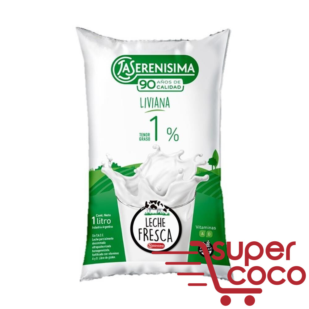 LECHE LA SERENISIMA DESCREMADA 1% SACHET 1L | Super Coco