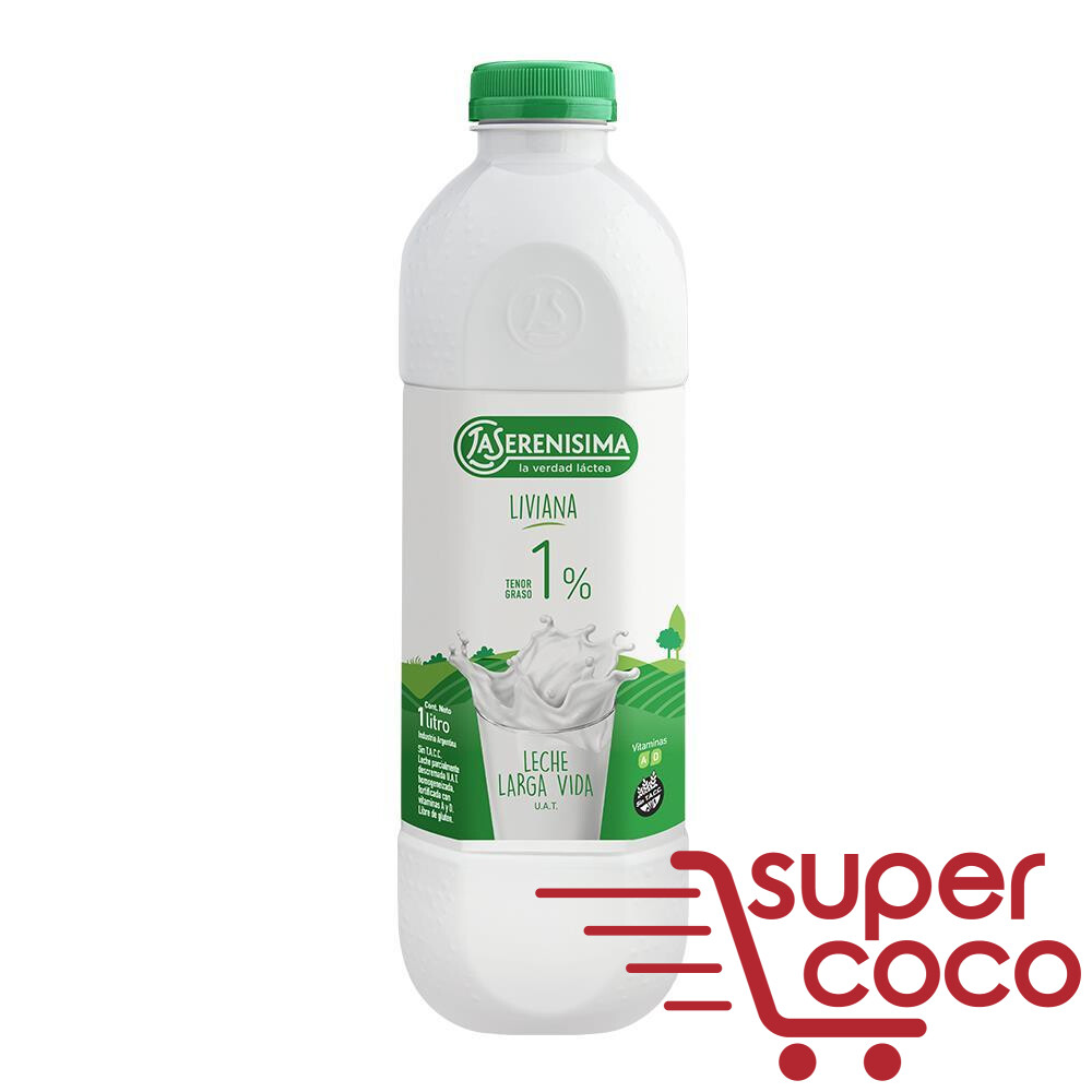 LECHE LA SERENISIMA DESCREMADA 1% LV BOTELLA 1L | Super Coco