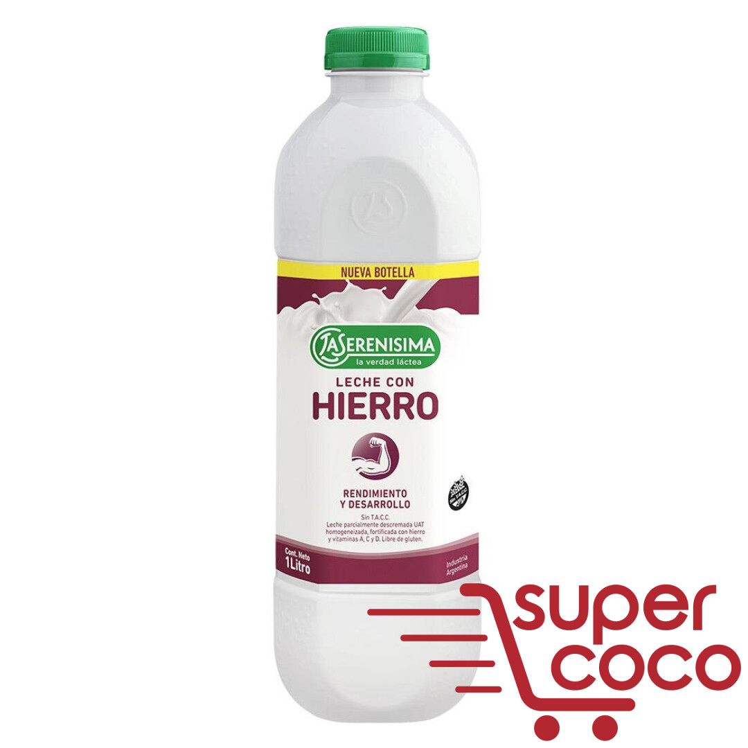 Leche La Serenisima Con Hierro Descremada Larga Vida 1l Bot Super Coco 2837